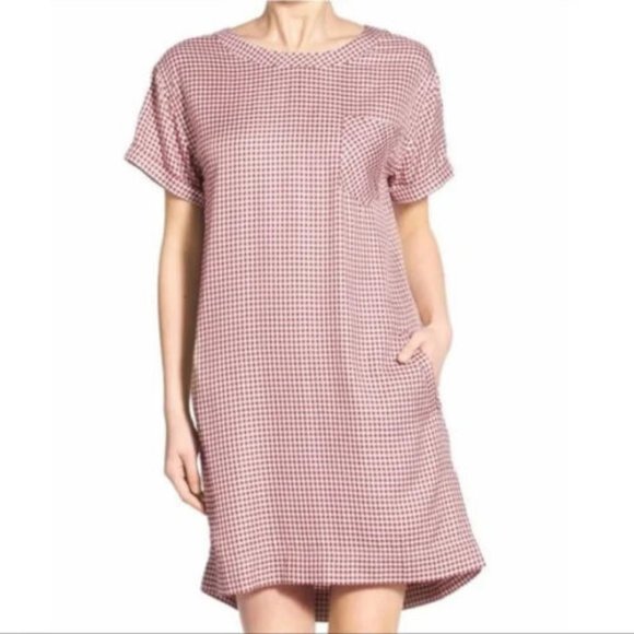 Madewell Dresses & Skirts - Madewell Filmscore Gingham Check T-Shirt Pocket Dress Red White sz XXS EUC